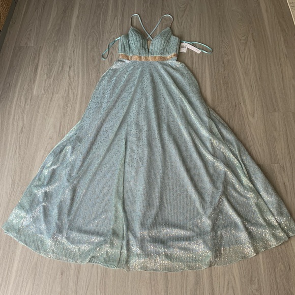NWT AQUA Foil Fleck Crinkle Mesh Gown Exclusive Maxi Dress Size 4 - Picture 3 of 12